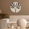 Bladeren - Gestreept - Stengel - Beige Akoestische PET Vilt - Rond klein -sfeer1