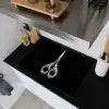 Schaar - Delfts blauw - Zwart Inductie beschemer met haakjes klein -sfeer1