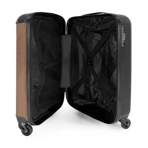 Minimal - Kruisende lijnen op warm bruin NBS - Handbagage koffer - Unisex middel -binnenkant