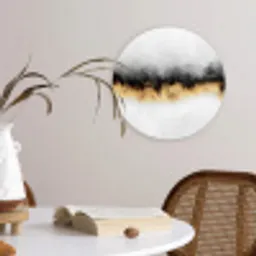 Goud - Chic - Abstract - Zwart - Wit - Luxe Wandcirkel kunststof plaat 5mm dik klein -sfeer4