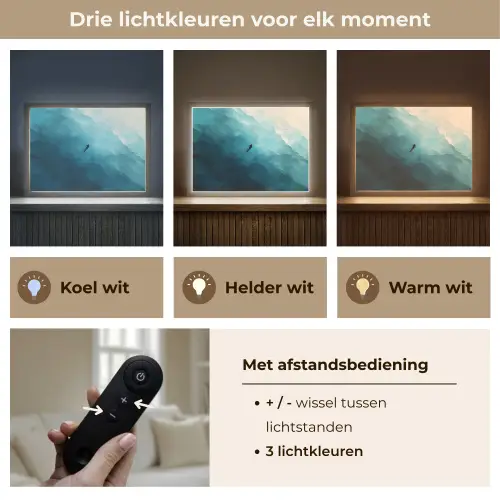 Zee - Silhouet - Abstract - Blauw Light Box met batterij (Wandlamp) middel -USP_lichtkleurNL