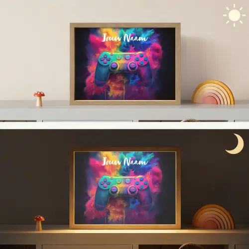 Game - Controller - Kleurrijk - Explosie Light Box met batterij (Wandlamp kind) middel -sfeer3_kind