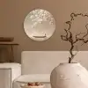 Bloesems - Wit - Boot - Minimalistisch Wandcirkel kunststof plaat 5mm dik klein -sfeer1