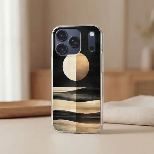 Maan - Cirkel - Goud Telefoonhoesje iPhone 17 Pro klein -sfeer2