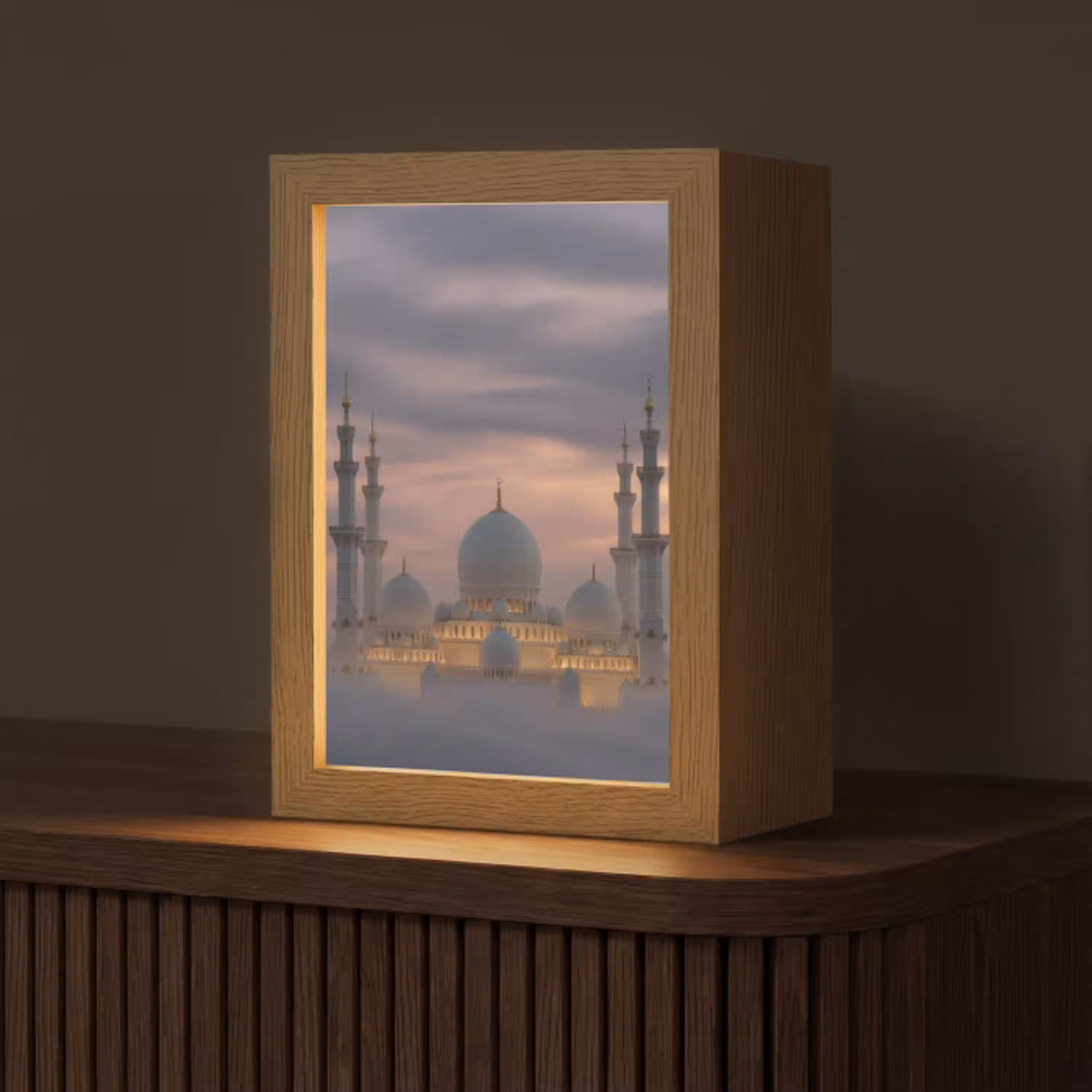 Zonsondergang - Moskee - Wolken - Islamitisch Light Box met kabel (Tafellamp) klein -z3d_website