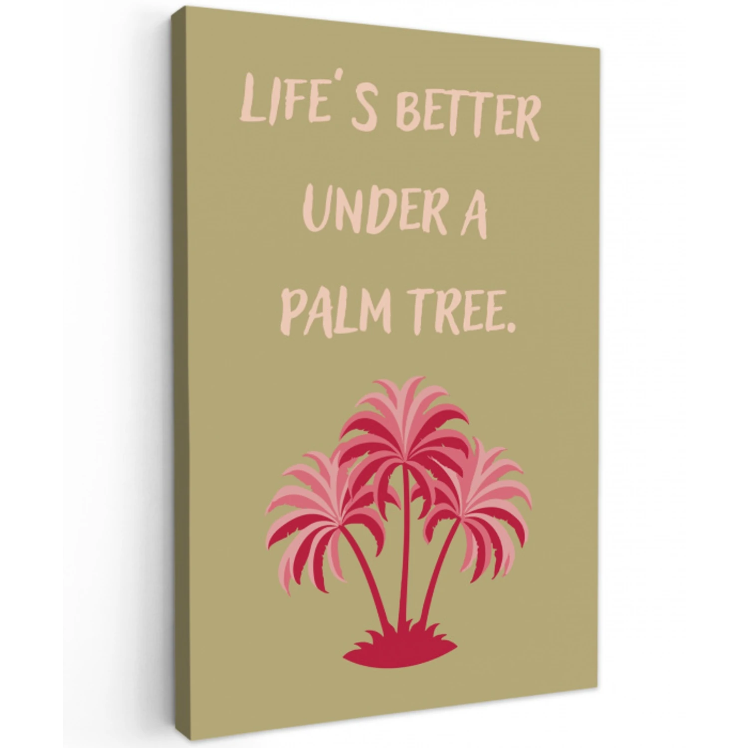Groen - Zomer - Quote - Palmboom Tuinposter op houten frame 2 cm dik klein -3d