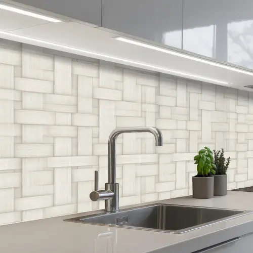 Vlechtwerk - Banen - Beige keuken achterwand 2 middel 871 -3d_schuin