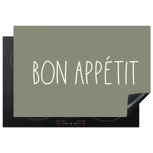 Spreuken - Bon appétit - Quotes - Eet smakelijk - Eten Inductie beschermer vinyl 3mm klein -3d