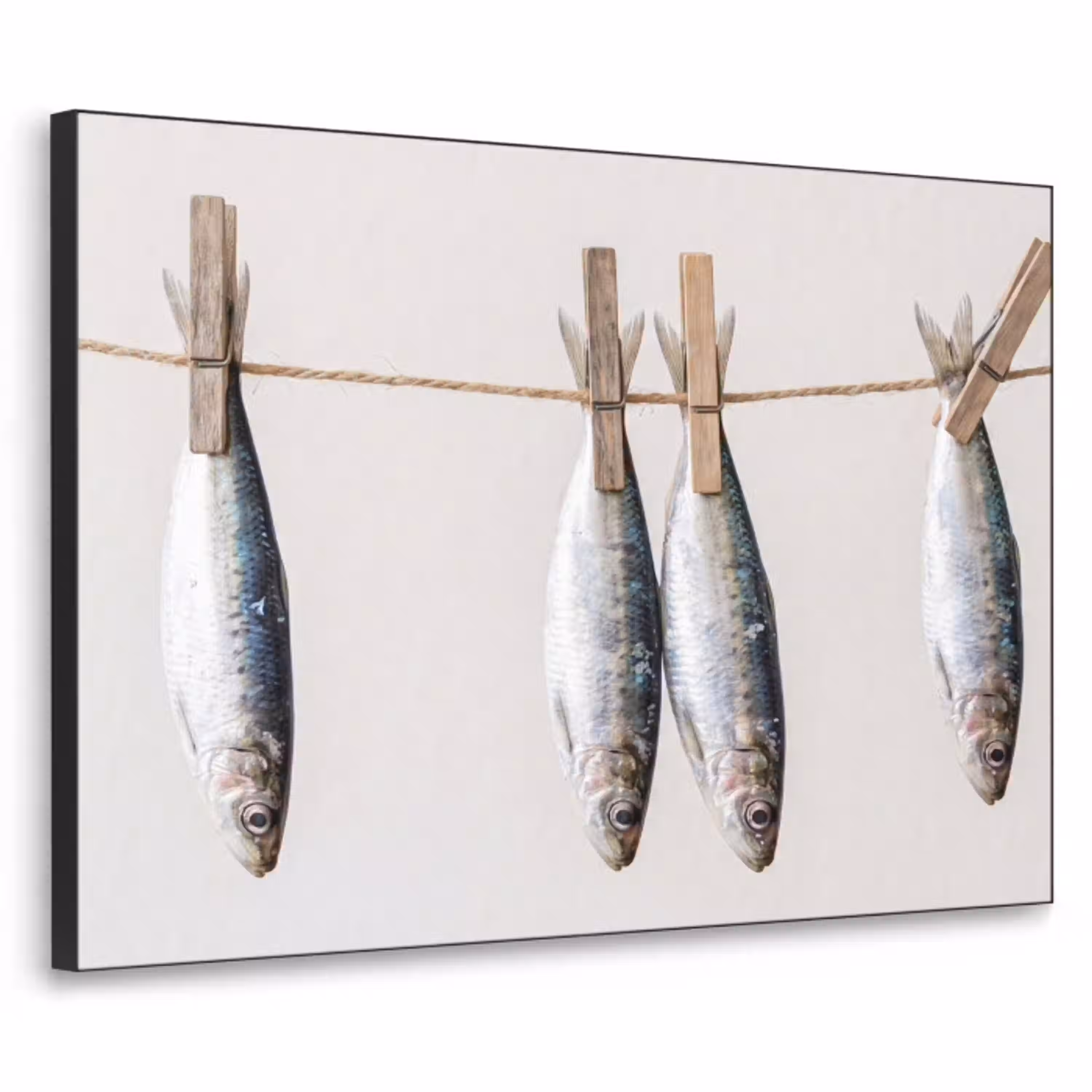 Vis - Hangend - Eten Textielframe zwart klein -3d