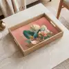 Tropische bladeren - Bloemen - Roze - groen Dienblad Rechthoek middel -sfeer1