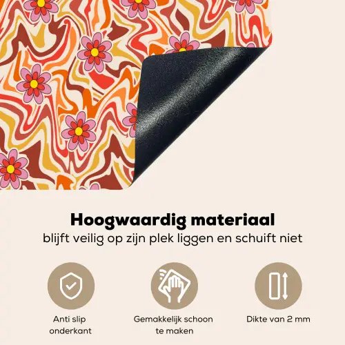 Retro - Bloemen - Patroon Inductie beschemer met haakjes klein 777 -ky-onderkant-nl