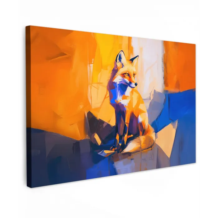 Vos - Oranje - Vormen - Abstract Tuinposter op houten frame 2 cm dik klein -3d