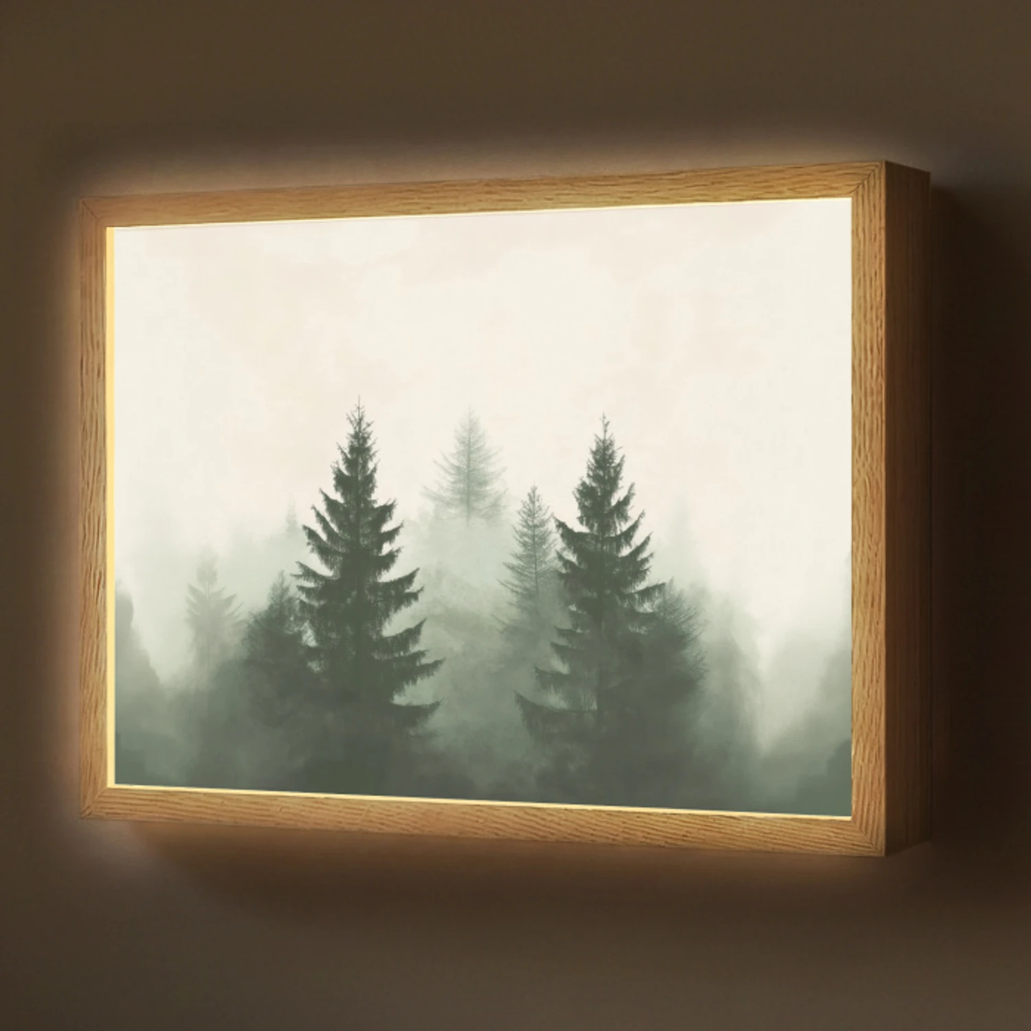 Sparren - Bomen - Groen - Beige Light Box met batterij (Wandlamp) middel -z3d_website