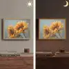 Zonnebloemen - Geel - Wazig Light Box met batterij (Wandlamp) middel -sfeer3