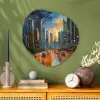 Auto - Skyline - Zon - Blauw Wandcirkel Organisch Aluminium middel -sfeer2