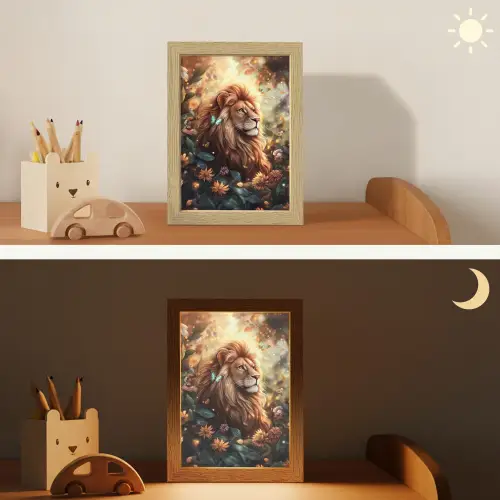 Leeuw - Dieren - Bloemen - Jungle Light Box met kabel klein -sfeer3_kind