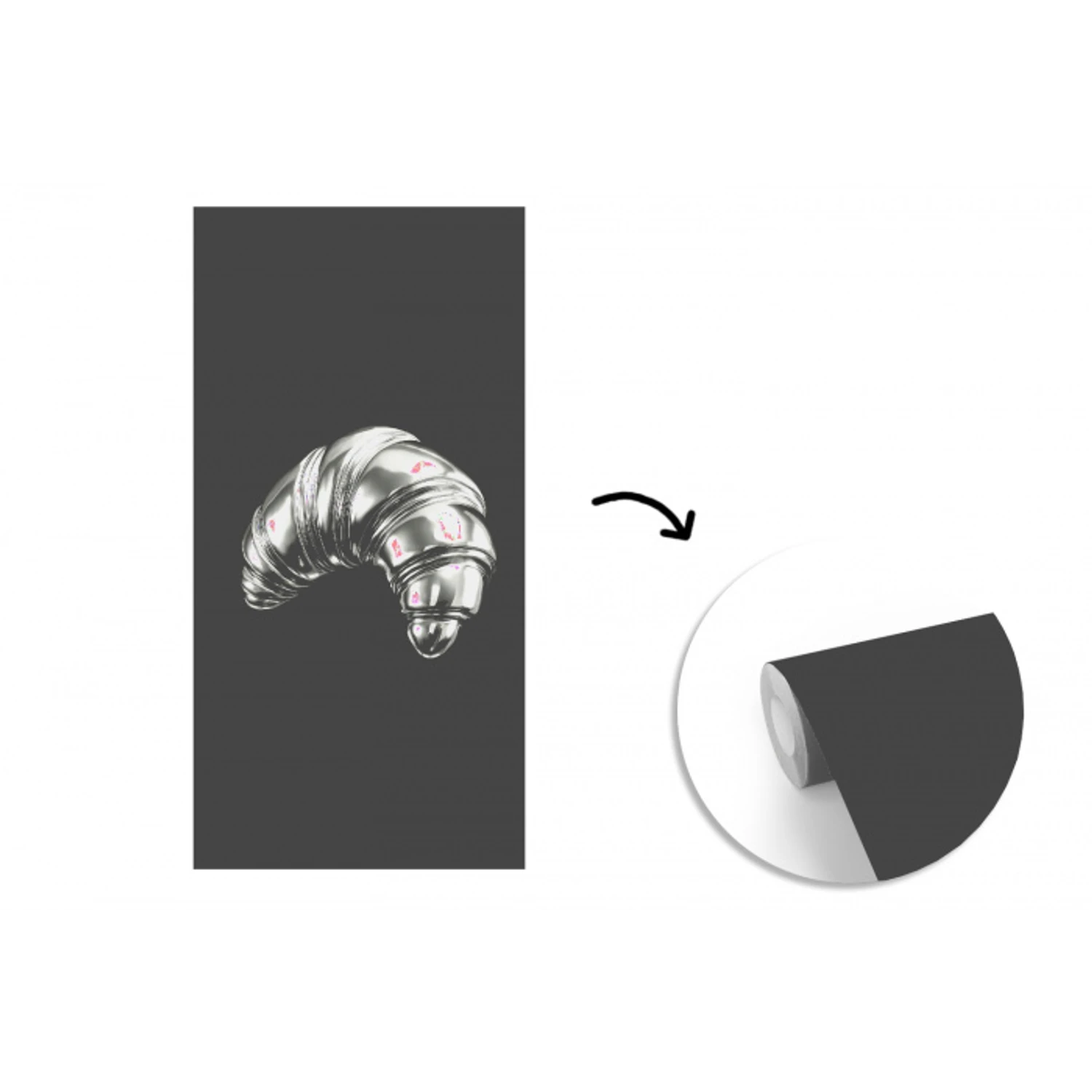 Croissant - Metaal - Zilver fotobehang vinyl groot -3d