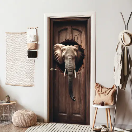 Olifant - Doorkijk - Deur - Houtlook deurposter klein -sfeer6