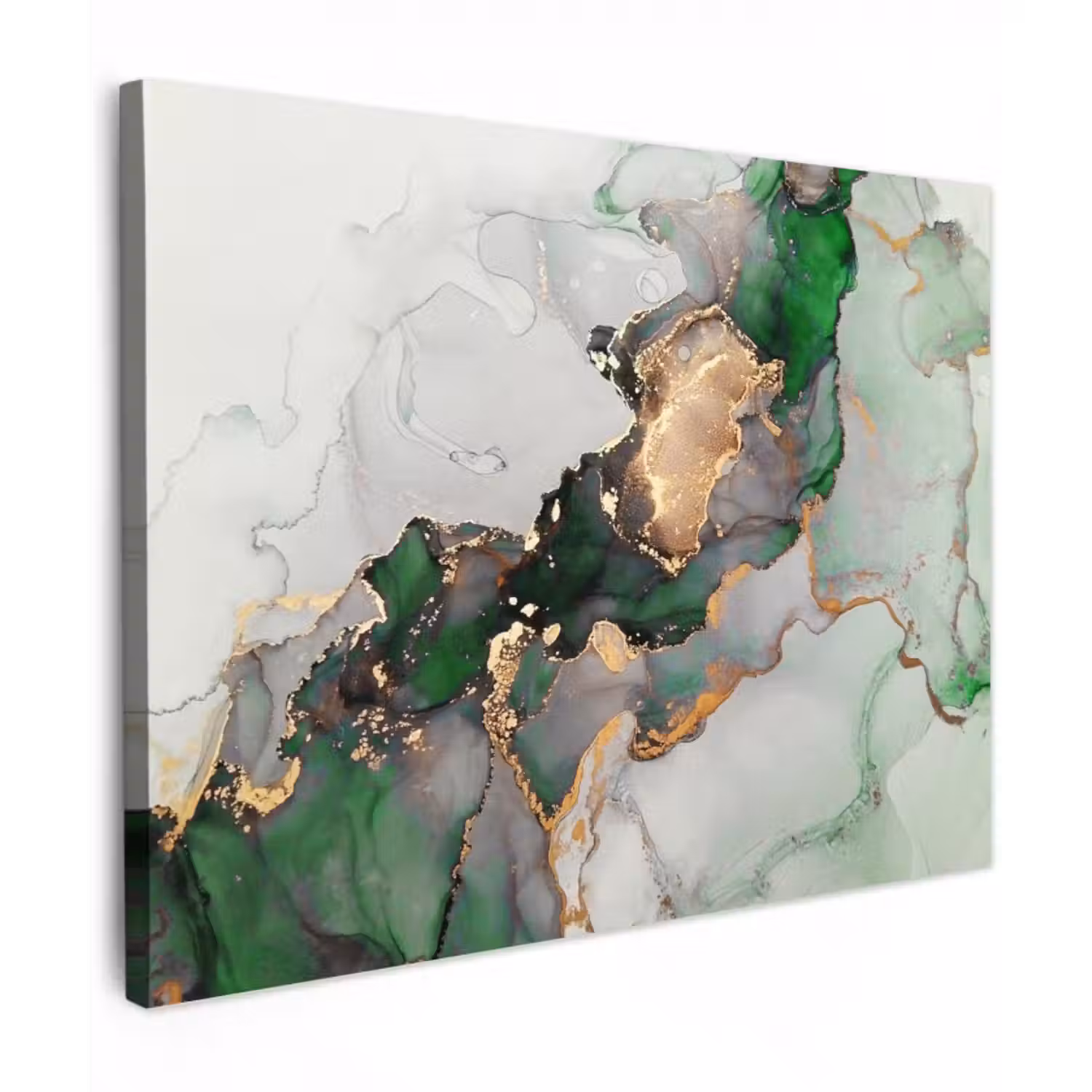 Leinwandbild - Marmor - Gold - Grün - Luxus