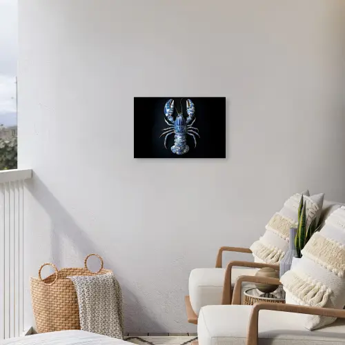 Kreeft - Delftsblauw - Schild - Stoer Tuinposter op houten frame 2 cm dik klein -sfeer1