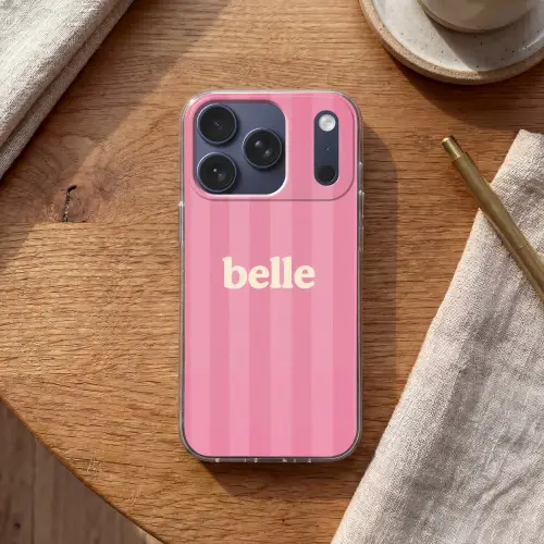 Roze - Gestreept - Belle Telefoonhoesje iPhone 17 Pro klein -sfeer1