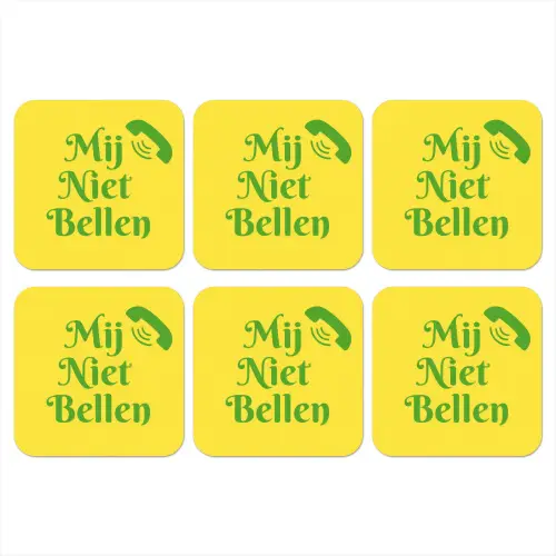 Mij niet bellen - Telefoon - Geel onderzetter kurk middel -3d
