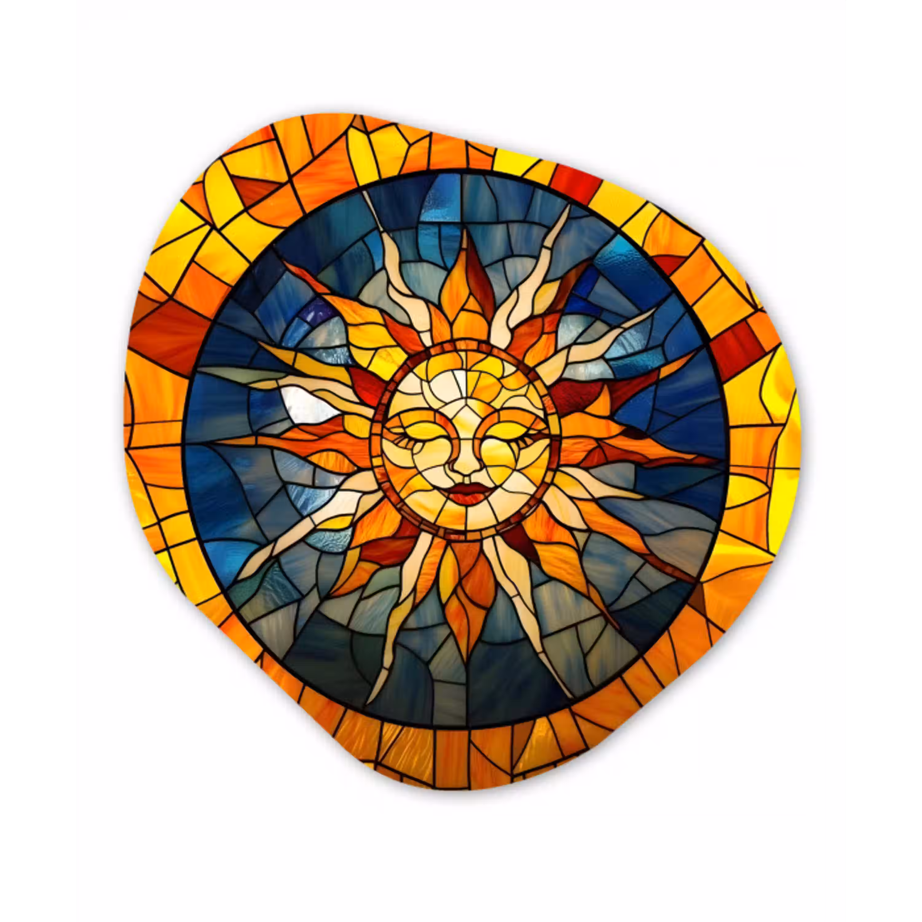 Mozaïek - Zon - Geel - Cirkel Wandcirkel Organisch Plexiglas middel -3d