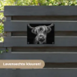 Hooglander in Zwart-Wit tuinposter los doek klein -sfeer3