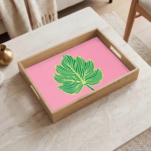 Blad - Groen - Illustratie - Minimalistisch Dienblad Rechthoek middel -sfeer1