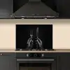 Bestek - Zwart - Wit keuken achterwand spatscherm klein -sfeer1