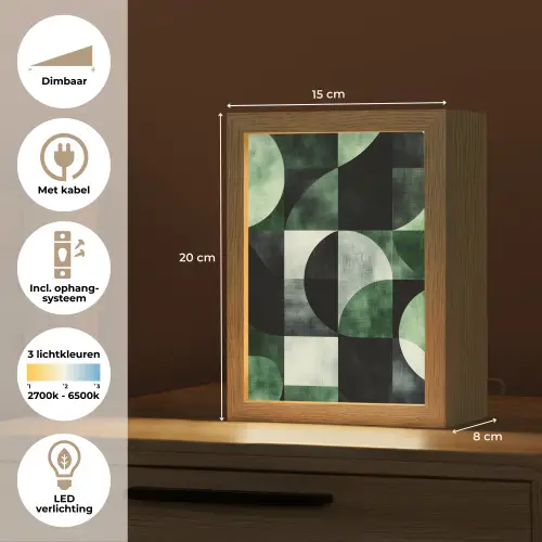 Abstract - Groen - Vormen Light Box met kabel (Tafellamp) klein -USP_NL