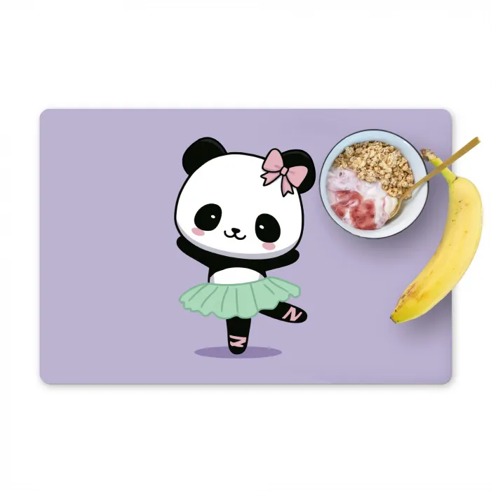 Dansende panda - Paars - Sierlijk - Kawaii Placemat vinyl groot -zzzproduct_Kitchenyeah-website