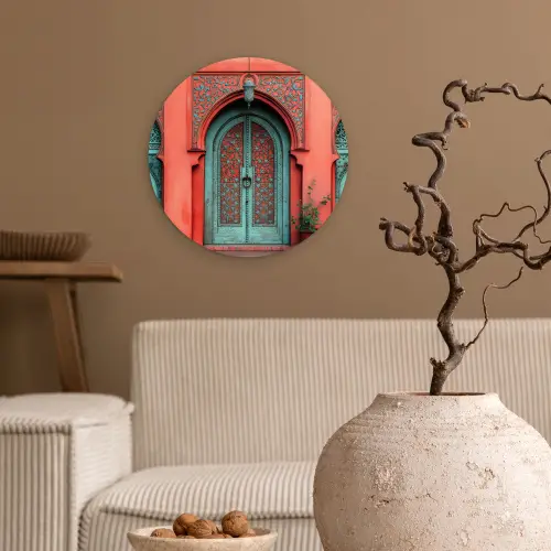 Lantaarn - Deur - Turquoise Wandcirkel kunststof plaat 5mm dik klein -sfeer1