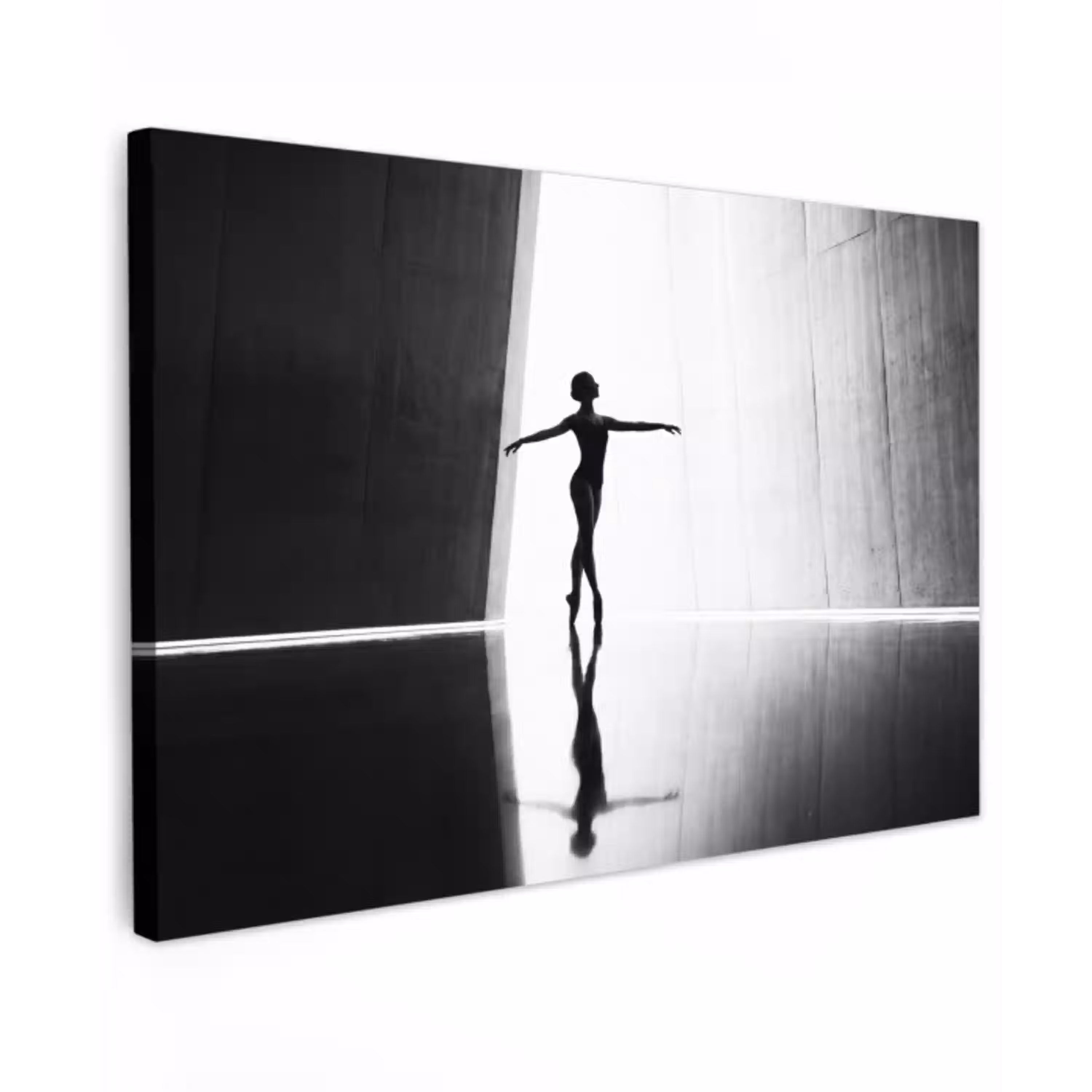 Danser - Silhouette - Kunst - Modern - Zwart-wit canvas 2cm klein -z3d