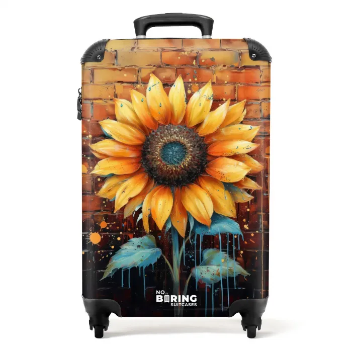 Zonnebloem in graffiti stijl NBS - Handbagage koffer - Unisex middel -productfoto_recht