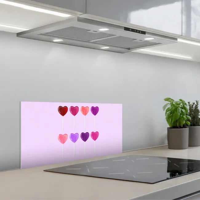 Lolly - Hart - Roze - Snoep keuken achterwand spatscherm klein -3d_schuin
