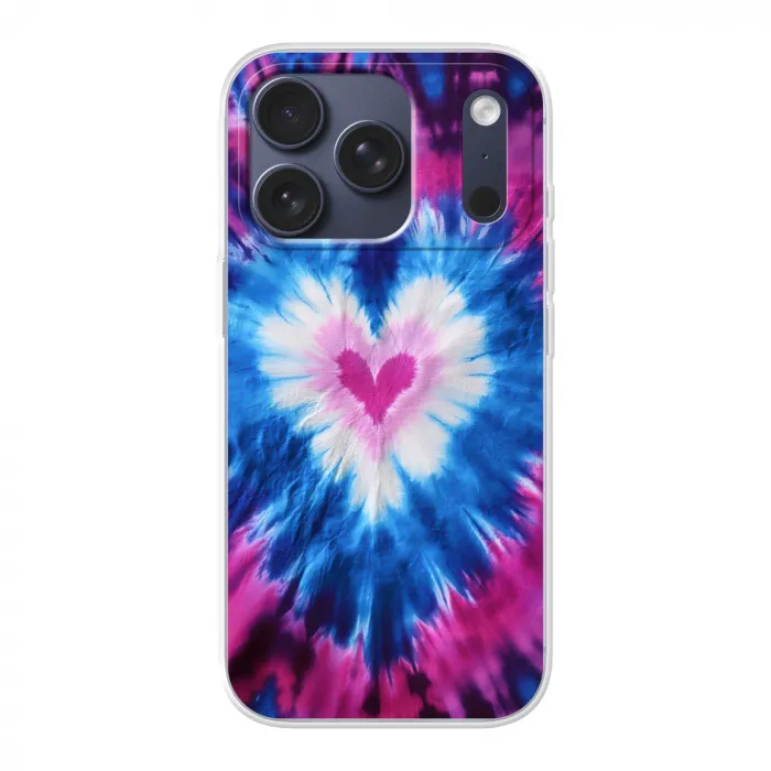 Hartvormig - Tie dye - Paars Telefoonhoesje iPhone 17 Pro klein -3d
