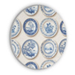 Borden - Bomen - Planten - Blauw Akoestische PET Vilt - Rond klein 838 -3d