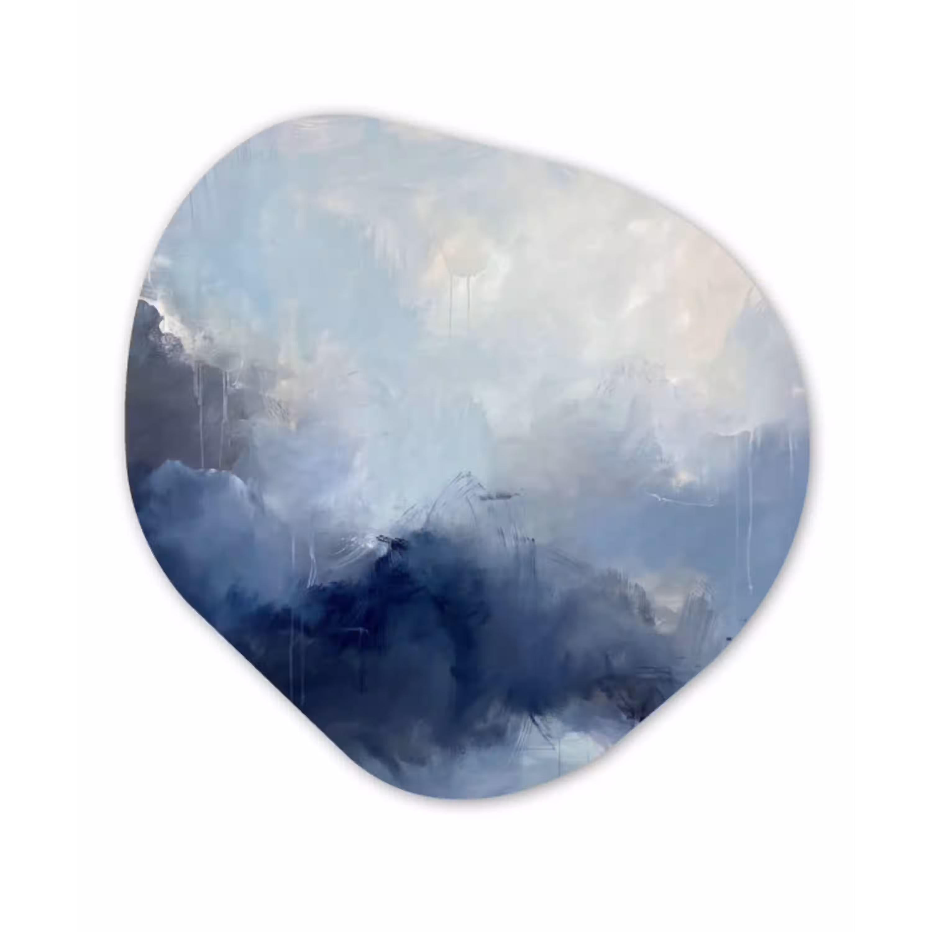 Abstract - Wolken - Modern - Blauw - Kunst Wandcirkel Organisch Forex 3mm klein -3d