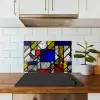Mondriaan - Glas in lood - Oude Meesters - Kunstwerk - Abstract - Schilderij keuken achterwand spatscherm klein -sfeer2