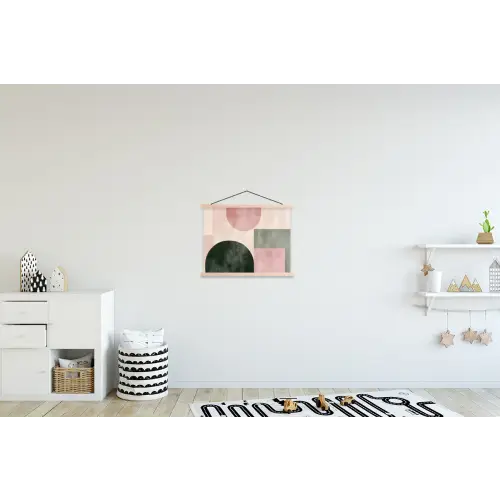 Vormen - Abstract - Cirkel - Zwart textielposter latten blank klein -kinderkamer