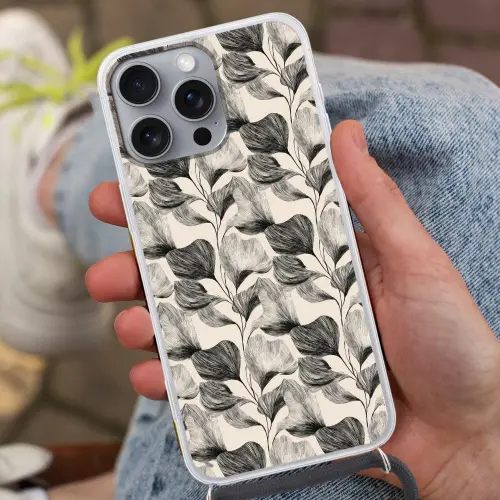 Botanisch - Bladeren - Zwart Hoesje iPhone 16 Pro Max met koord klein 804 -sfeer3