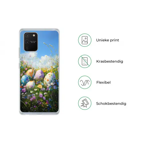 Grasveld - Eieren - Bloemen Telefoonhoesje Samsung Galaxy S10 Lite klein -specsS10Lite