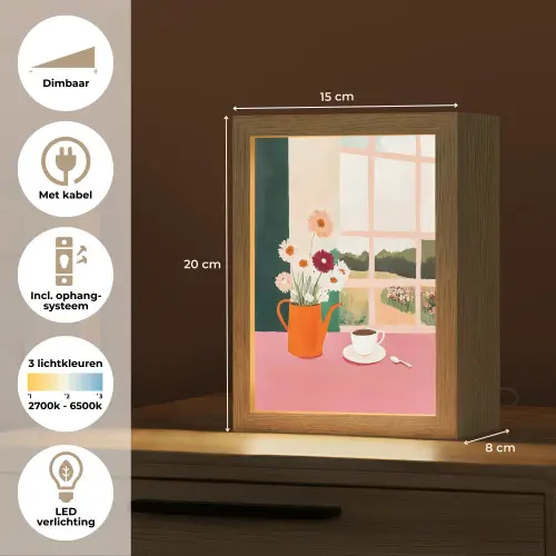 Bloemen - Koffie - Raam Light Box met kabel (Tafellamp) klein -USP_NL