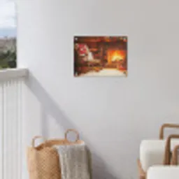 Winter - Kerst - Huis - Openhaard tuinposter los doek klein -sfeer8