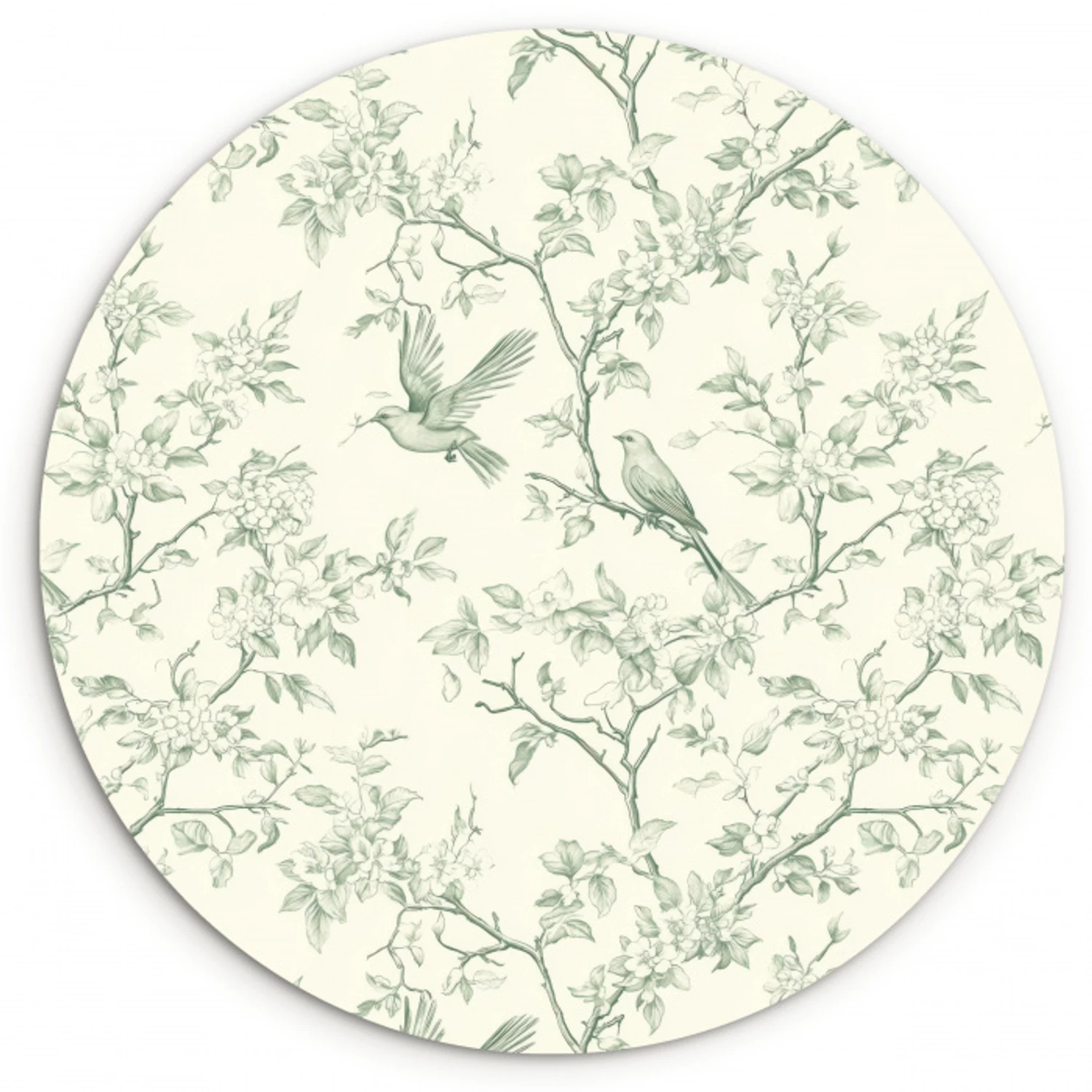 Klassiek - Vogels - Groen Wandcirkel kunststof plaat 5mm dik klein 188 -3d