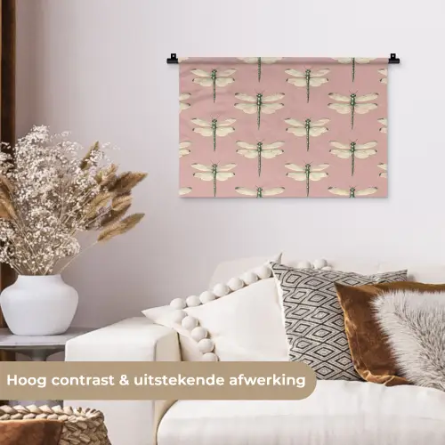 Lillibellen - Patroon - Roze Wandkleed katoen klein 269 -sfeer1