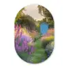 Tuinhuisje - Blauw - Bloemen Wandcirkel Ovaal Forex klein -3d