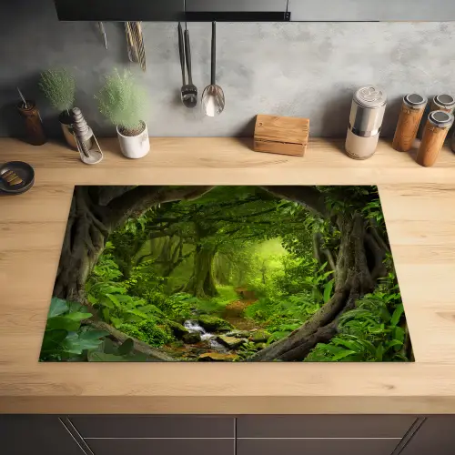 Jungle - Groen - Natuur - Tropisch - Planten Inductie beschermer vinyl 3mm klein -sfeer5