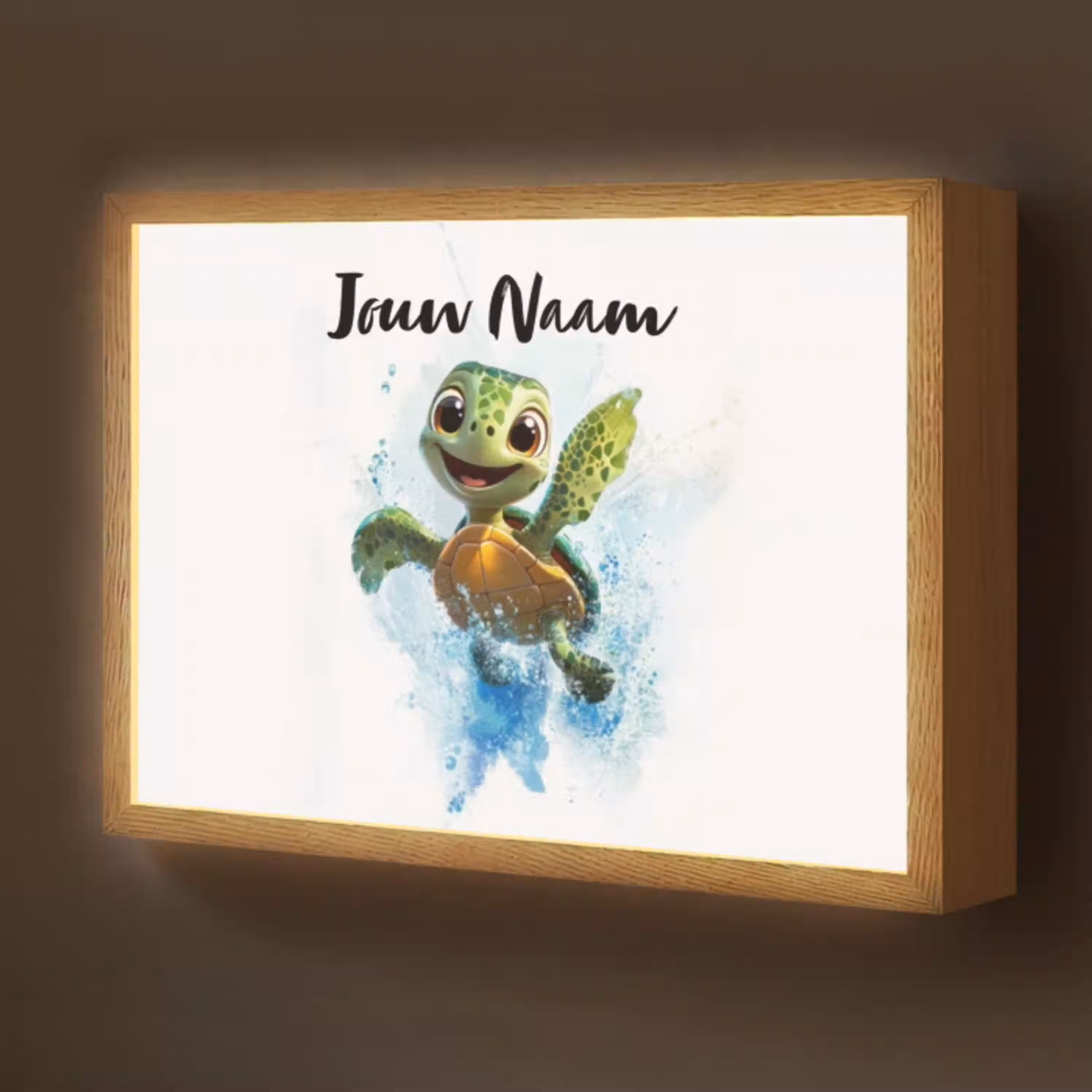 Schildpad - Water - Groen Light Box met batterij (Wandlamp kind) middel -z3d_website